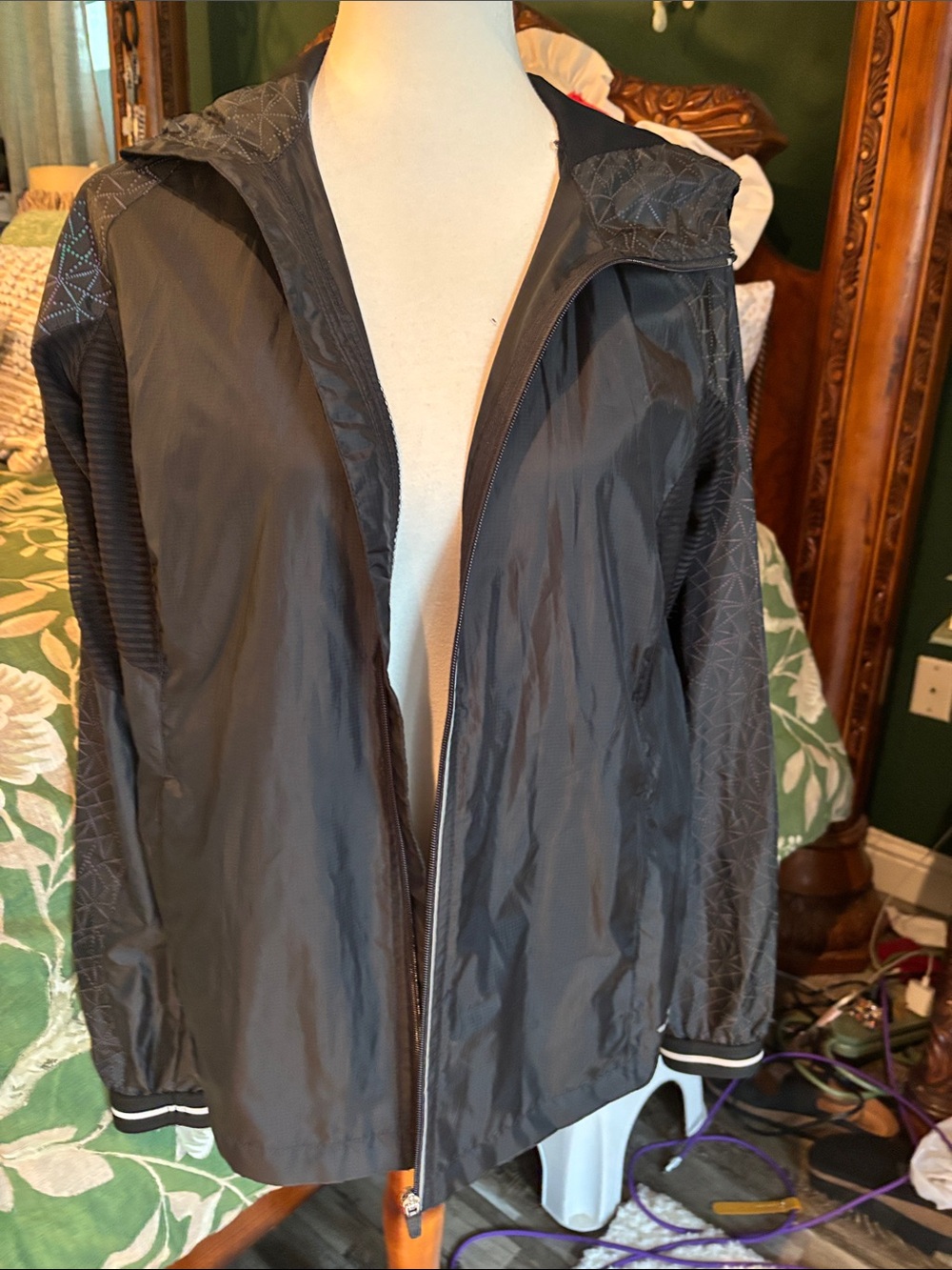 Womens bcg Black iridescent Lightweight Hooded Jacket